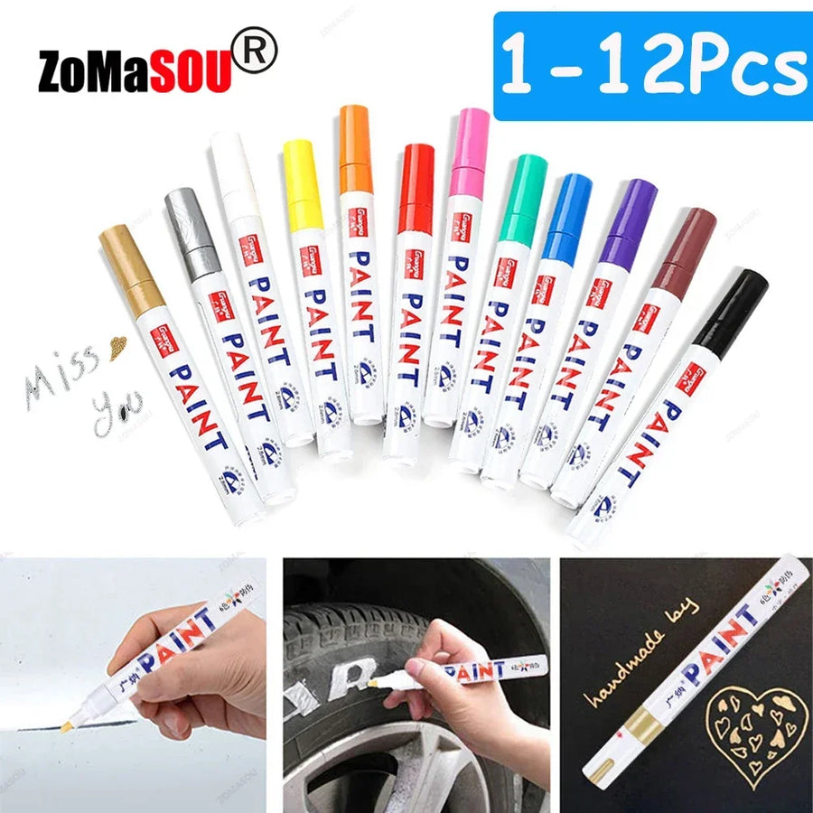 Permanent Paint Marker Pens — Waterproof Quick-Dry Tire & Craft Markers