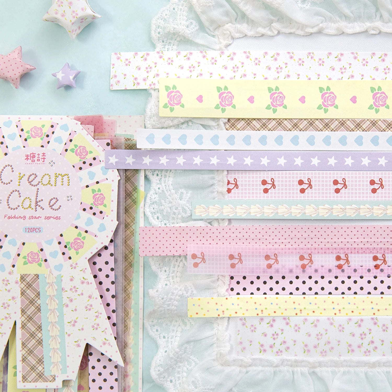 Lace Aesthetic Stickers — 120 Piece Self-Adhesive Decor for Scrapbooking