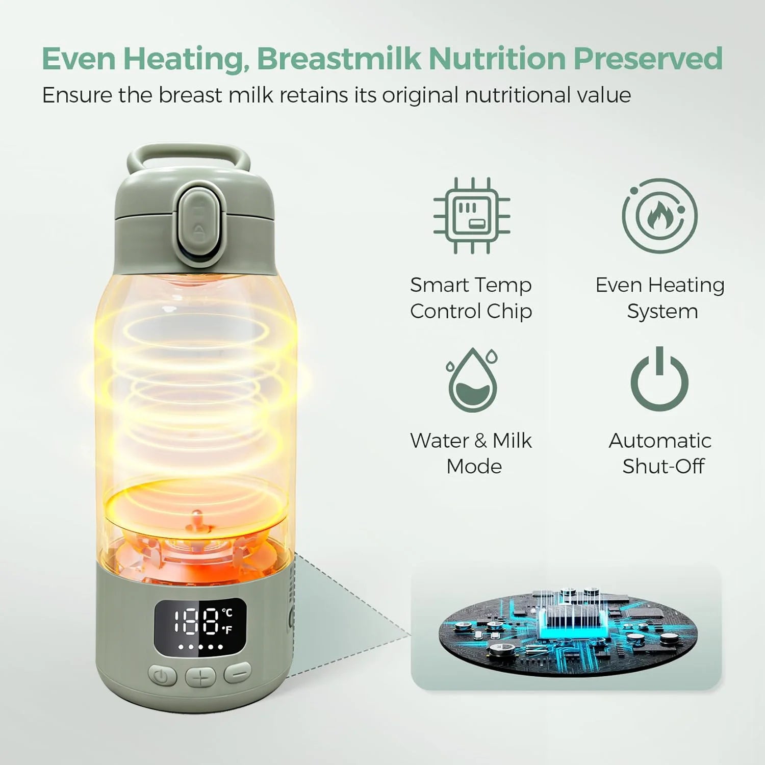 USB Rechargeable Heated Water Bottle — 500ml Digital Display Thermos