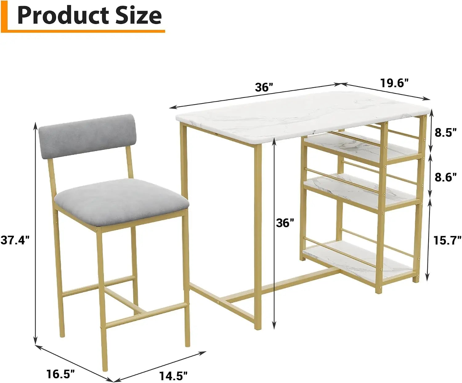 Garvee Dining Table Set with 2 Chairs — Space-Saving Modern Bar Furniture