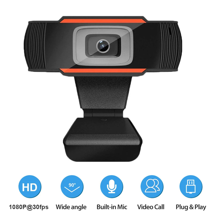 GJUELIRRA Full HD USB Webcam — High Definition Video Call Camera with Microphone