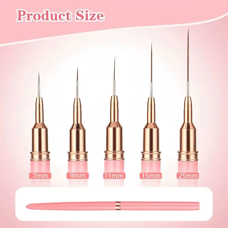 5-Piece Nail Art Liner Brush Set — Professional Detail Painting Kit