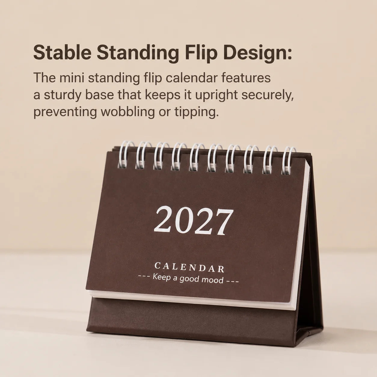 Mini Desktop Calendar — 18-Month Planner and Notepad, Compact Standing Design