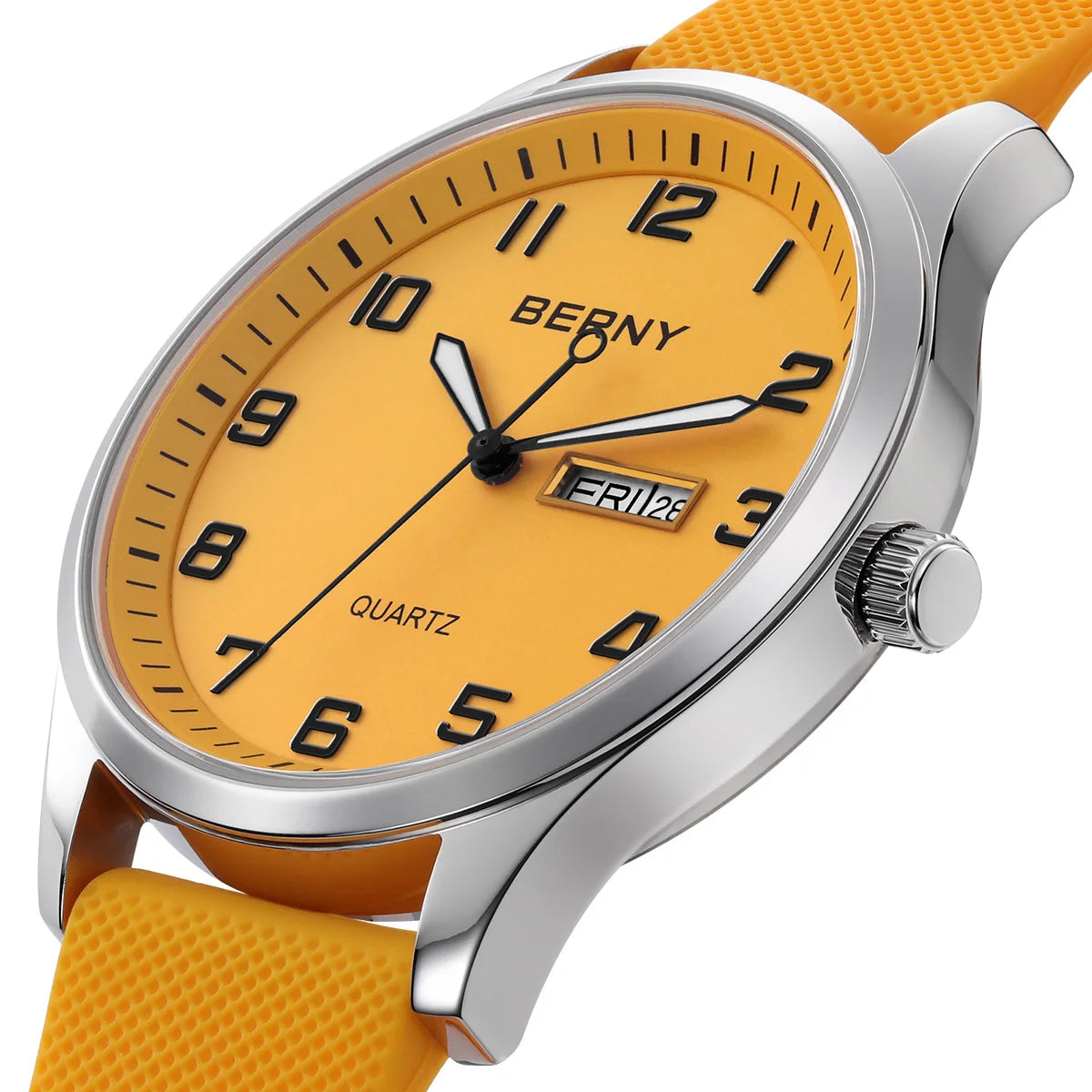 BERNY Men's Quartz Sport Watch — Casual Silicone Strap with Calendar