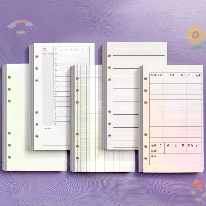 A6 6-Ring Binder Refill Paper — 60 Sheets of Premium Loose Leaf Inserts