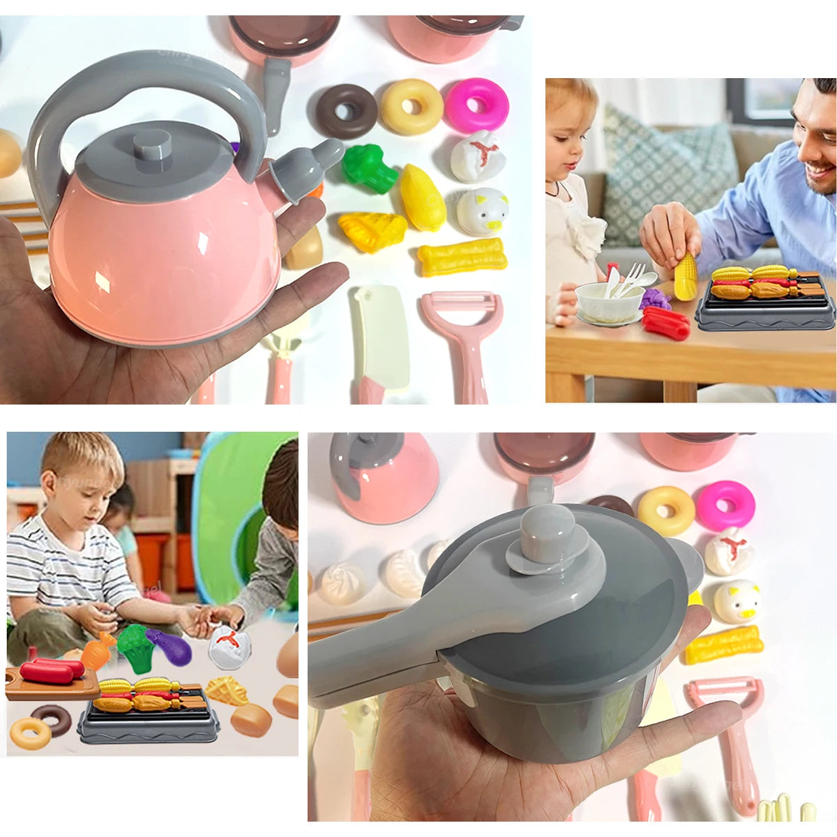 Kids Kitchen Cooking Toy Set — Realistic Pretend Play Food & Utensils