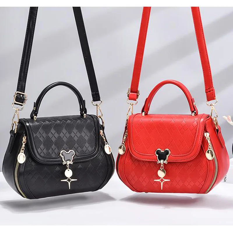 Genuine Leather Bow Bucket Bag — Elegant Shoulder Tote for Women