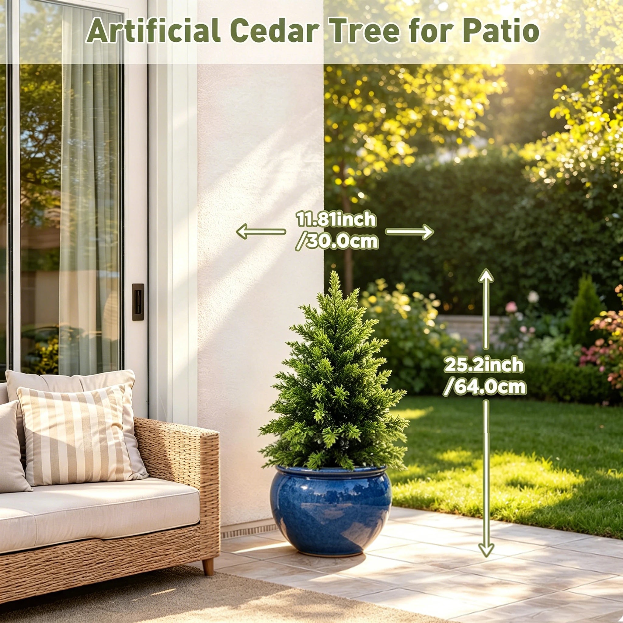Artificial Cedar Topiary Trees — UV-Resistant Faux Evergreen Decor