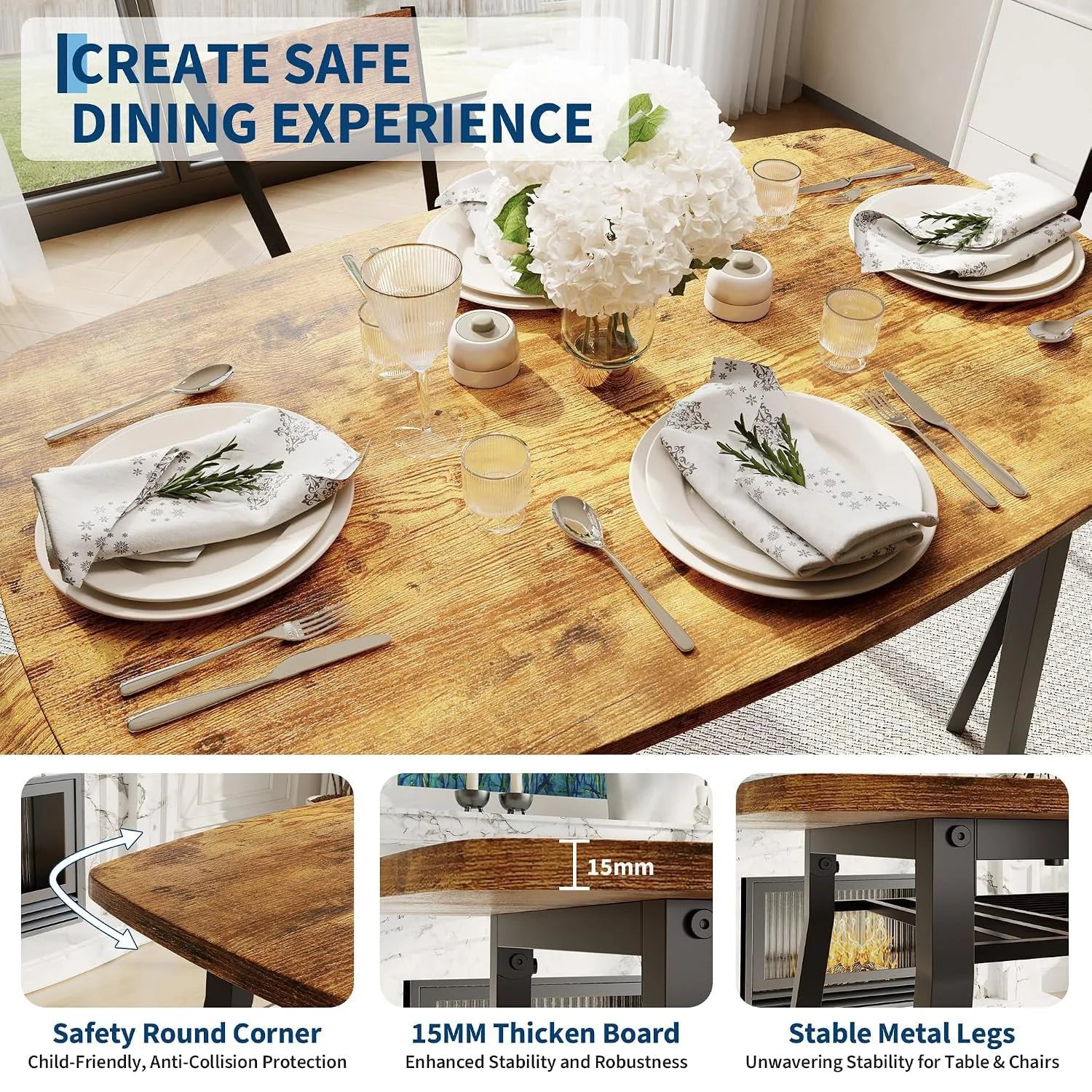 HiMISS 5 Piece Dining Table Set — Space-Saving Kitchen Set with Storage