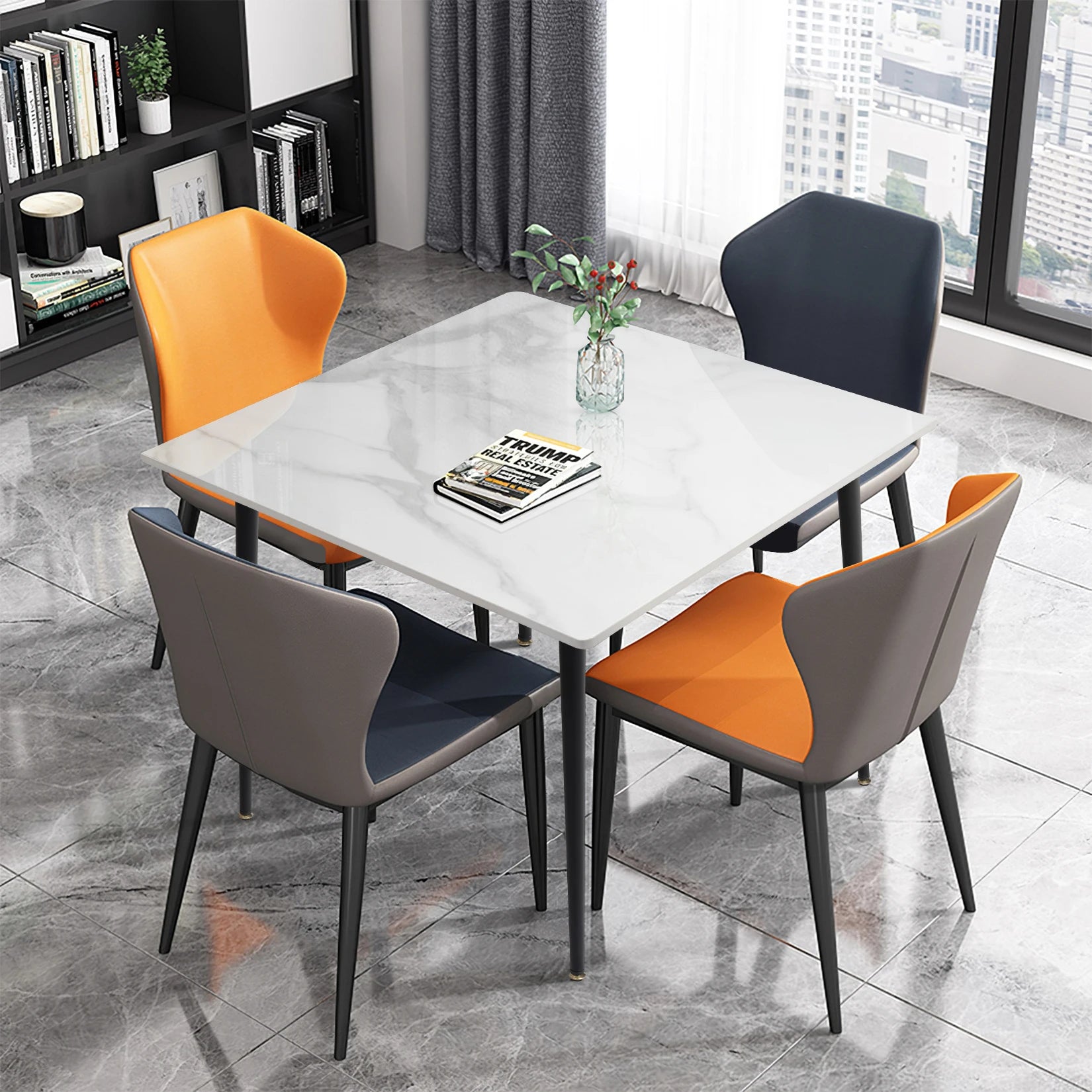 Wisfor Mid-Century Sintered Stone Dining Table — Modern Marble Style Desk