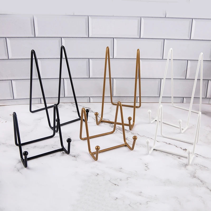Metal Plate Display Stand — Decorative Easel for Pictures and Dishes
