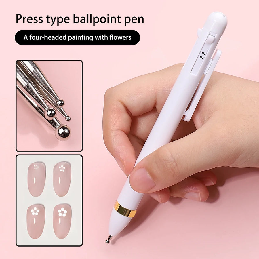 4-in-1 Nail Art Dotting Tools — Precision Pointing Pens for Manicure Designs