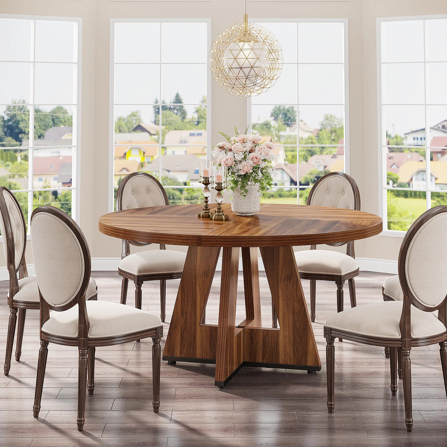 Tribesigns Round Dining Table — 47 Inch Farmhouse Kitchen Table