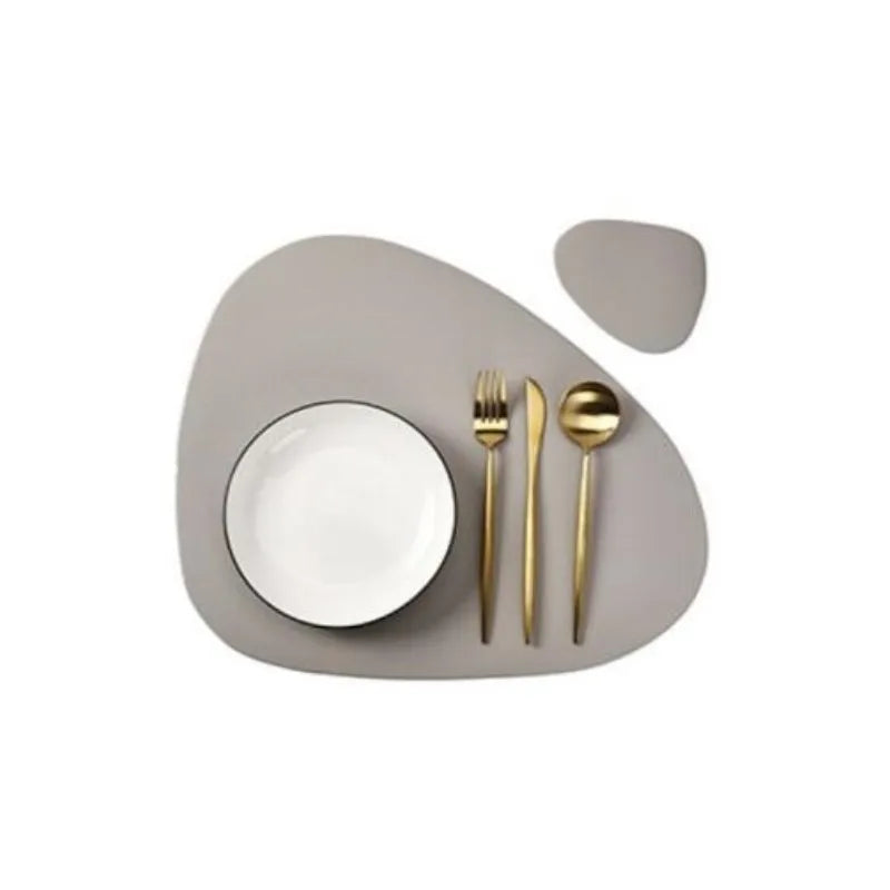 PU Leather Placemat and Coaster Set — Waterproof & Oil-Proof Table Mats