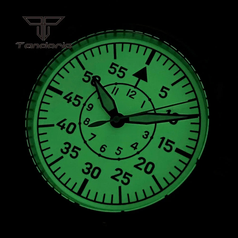 Tandorio Men's Mechanical Pilot Watch — Luminous Automatic Steel Wristwatch