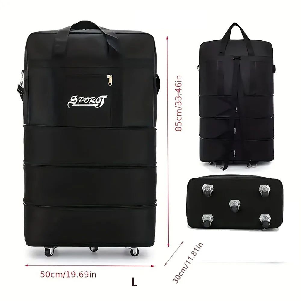 Expandable Rolling Luggage — Foldable Trolley Suitcase for Travel
