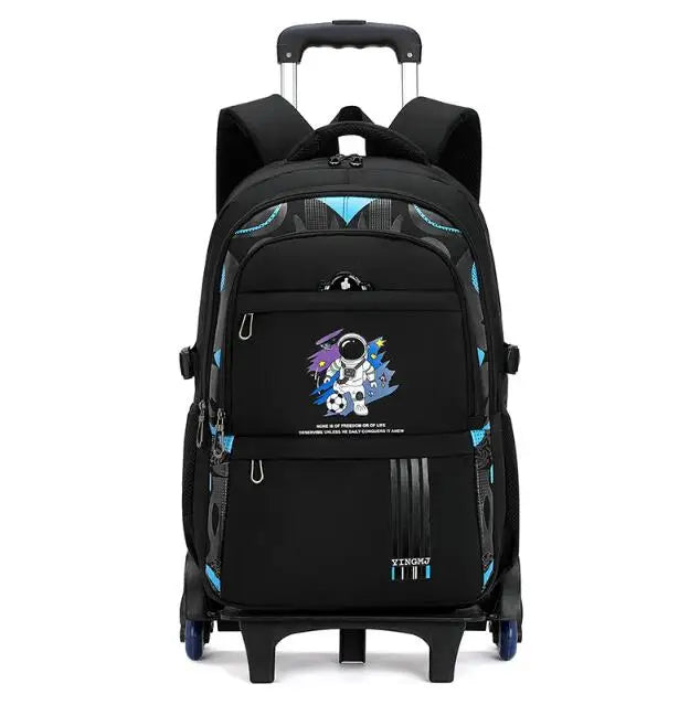 Kids Rolling School Backpack — Waterproof Wheeled Trolley Bag