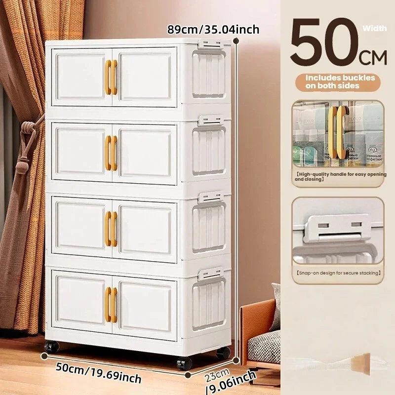 Foldable Double-Door Storage Cabinet — Space-Saving Floor Standing Organizer