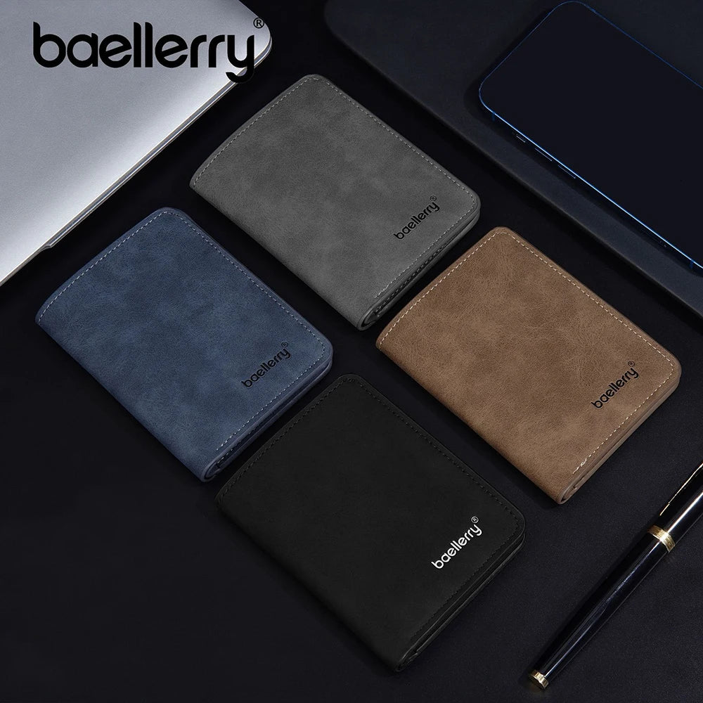 Baellerry Men's PU Leather Wallet — Slim Minimalist Front Pocket Money Clip
