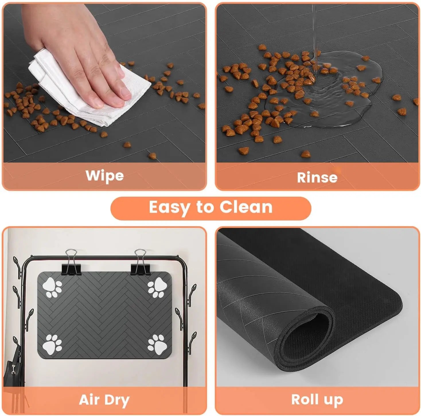 Absorbent Pet Feeding Mat — Waterproof Placemat for Food and Water Bowls