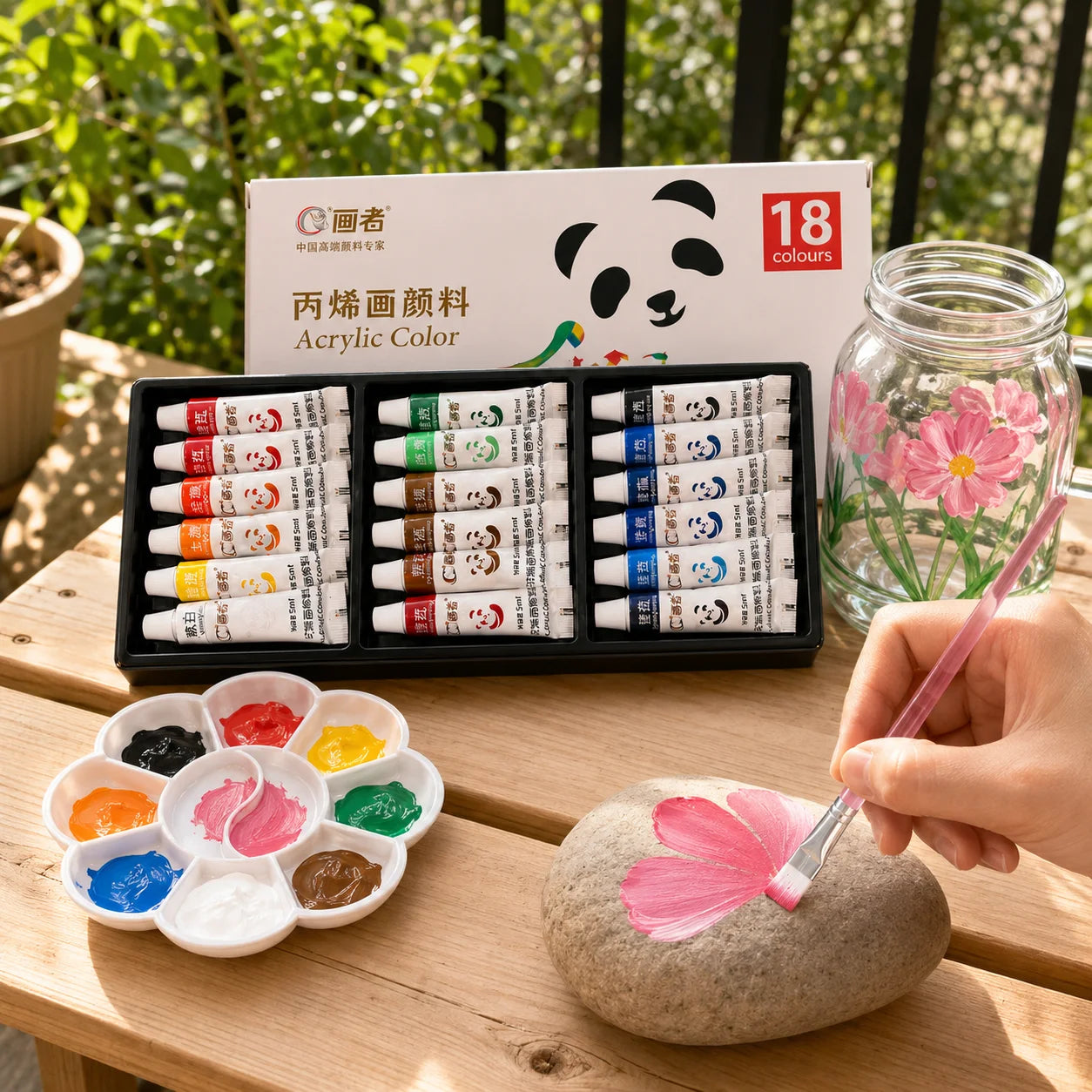 Acrylic Paint Set — Complete Art Kit with Brushes and Palette