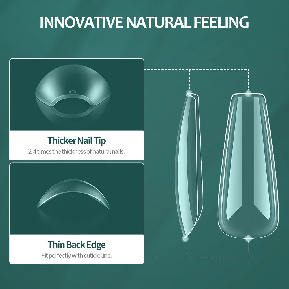 Nailpop Clear Acrylic False Nail Tips — Professional Full Cover Extensions