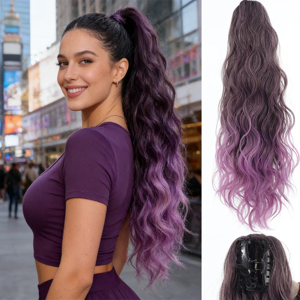 allaosify Synthetic Ponytail Wig — Water Wave Texture for Natural Look