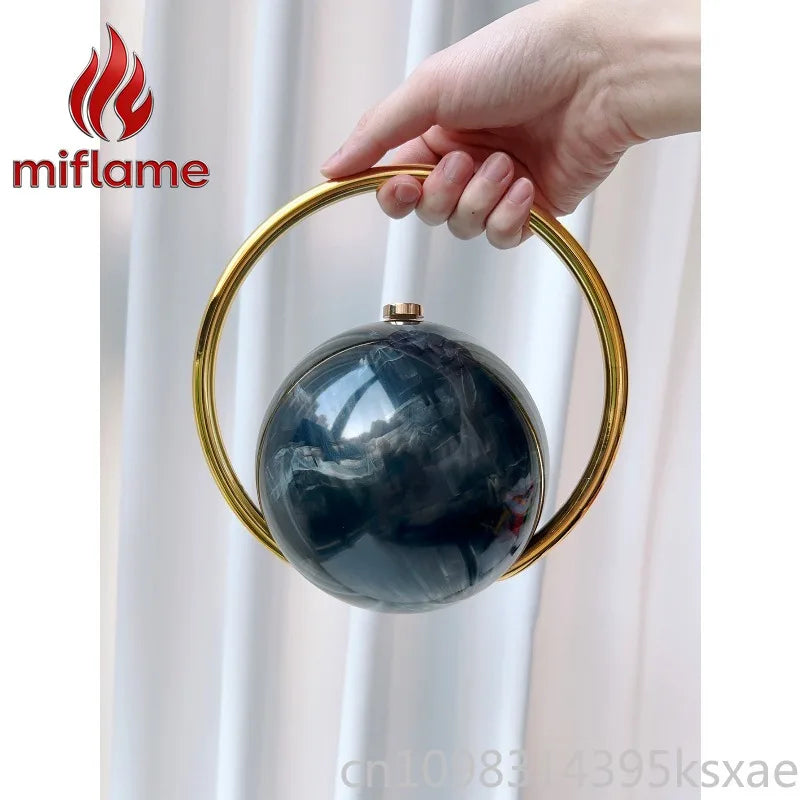 miflame Elegant Spherical Evening Clutch — Marble Texture Handbag with Electroplated Handle