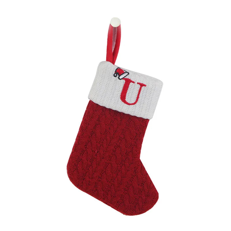 Knitted Snowflake Christmas Stocking — Decorative Holiday Tree Ornament