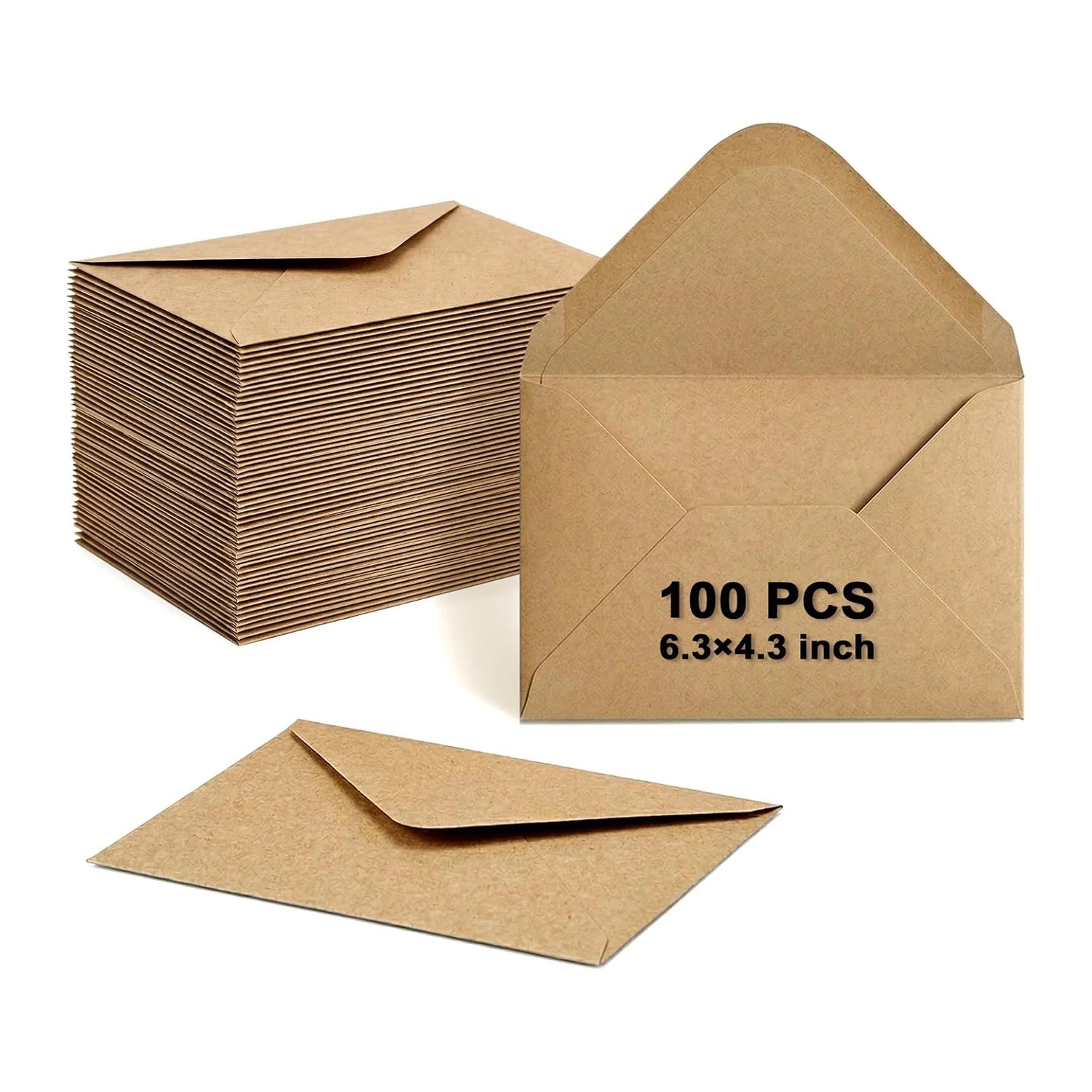 Kraft Paper Envelopes — 100 Pack A6 V-Flap Stationery for Invitations