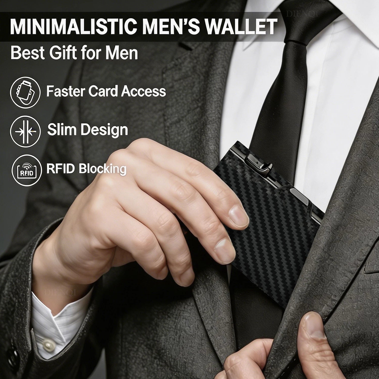 KEEBREAK RFID Pop-Up Wallet — Slim Minimalist Money Clip with Coin Pocket