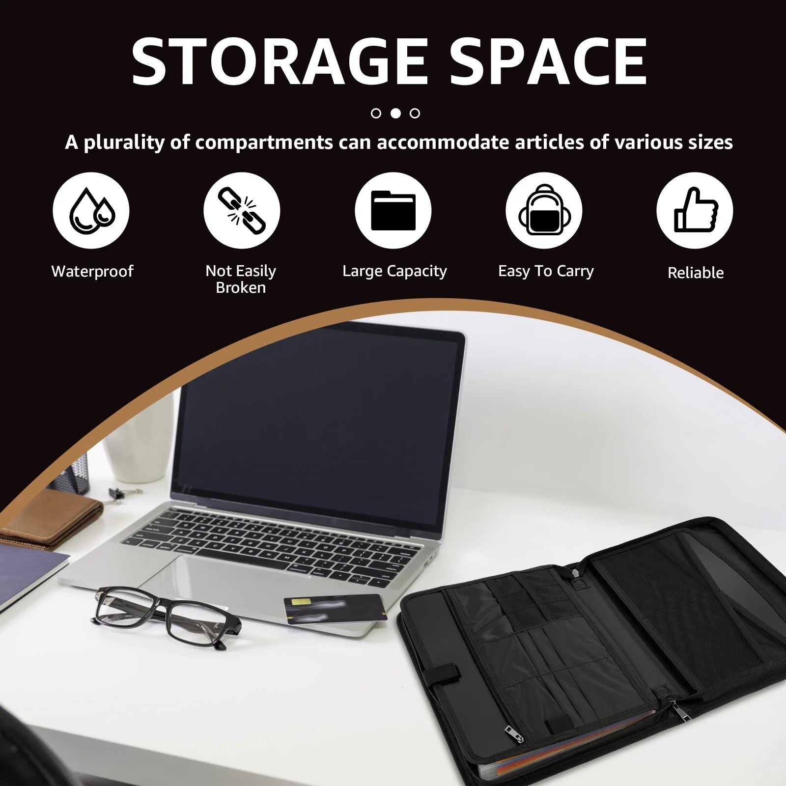 Fireproof Expanding File Folder — Portable Document Organizer with Shoulder Strap