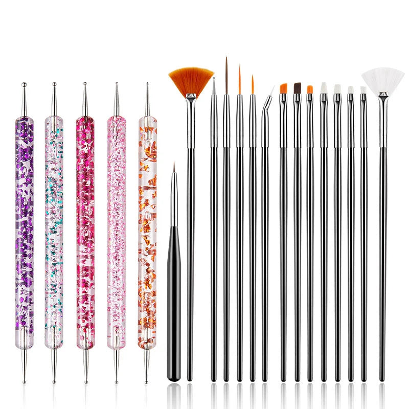 Professional Nail Art Brush Set — Dotting Tools and Design Pens