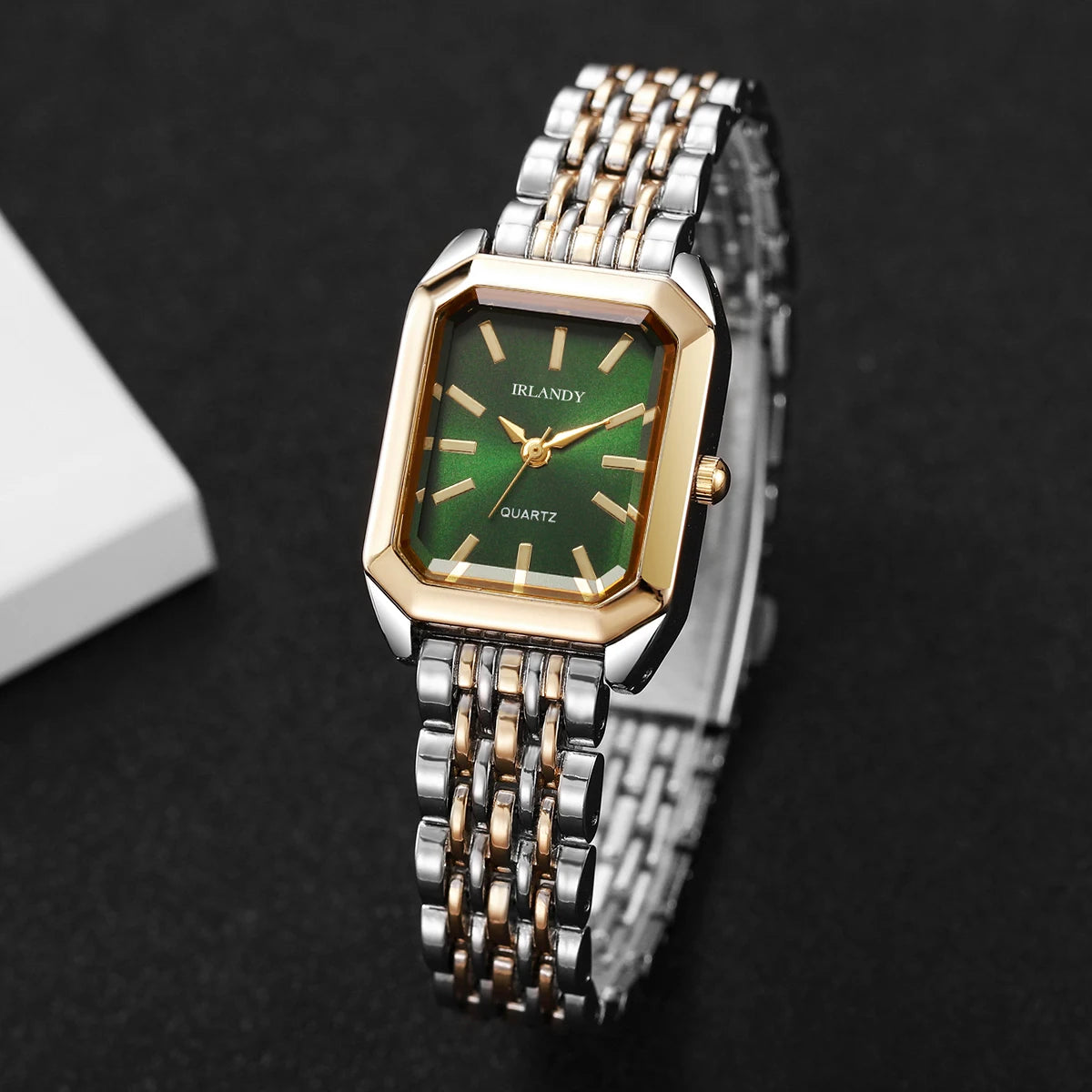 Women's Rectangle Quartz Watch — Elegant Steel Strap Wristwatch
