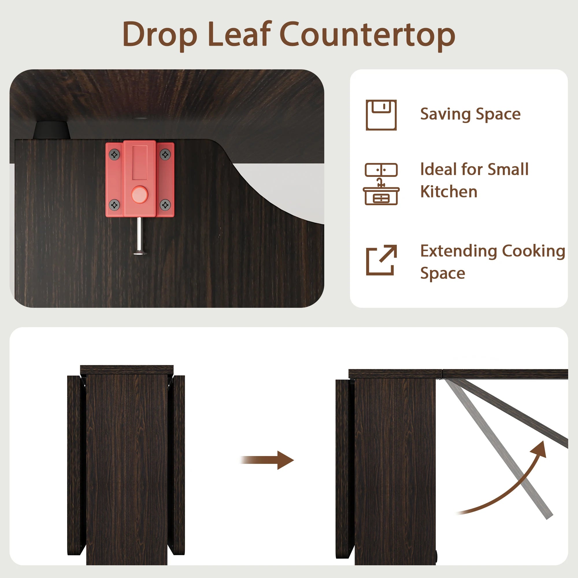 SUNVASAGOO Foldable Dining Table — Space-Saving Drop Leaf Design