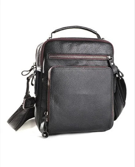 Men's Vintage Genuine Leather Crossbody Bag — Large Capacity Shoulder Messenger