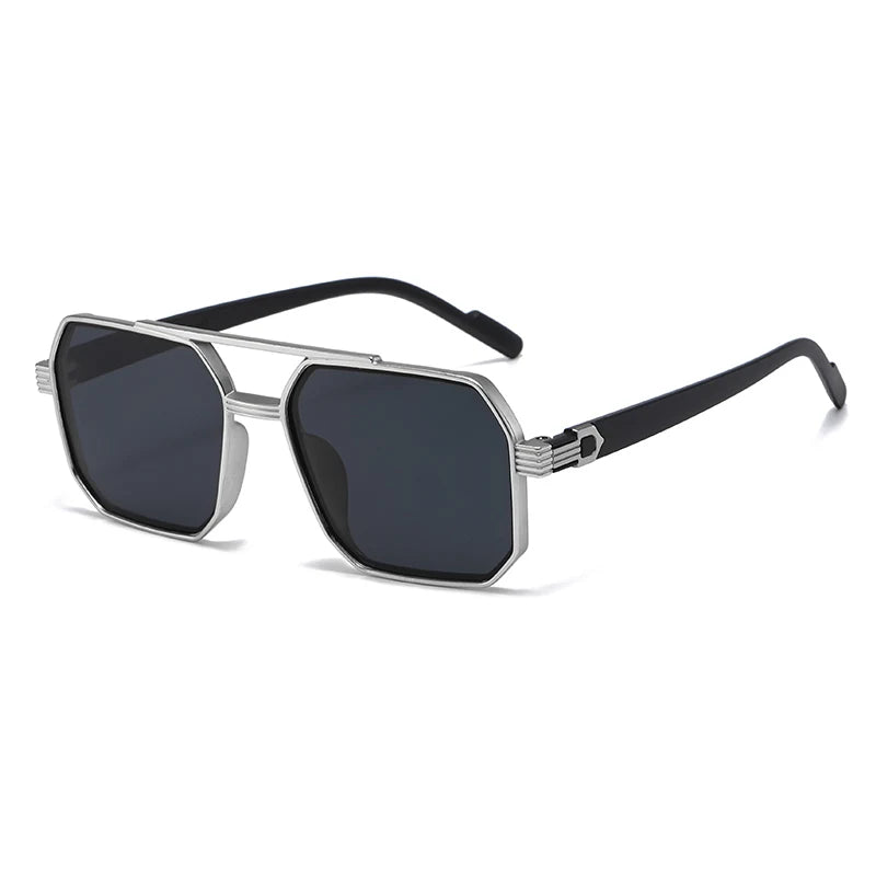 Julyrays Polygonal Double Beam Eyewear — Retro Trendy Large Frame Glasses