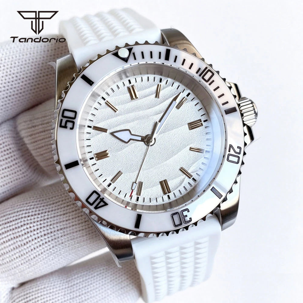 Tandorio Men's Automatic Watch — 40mm Stainless Steel with Sand Dune Dial