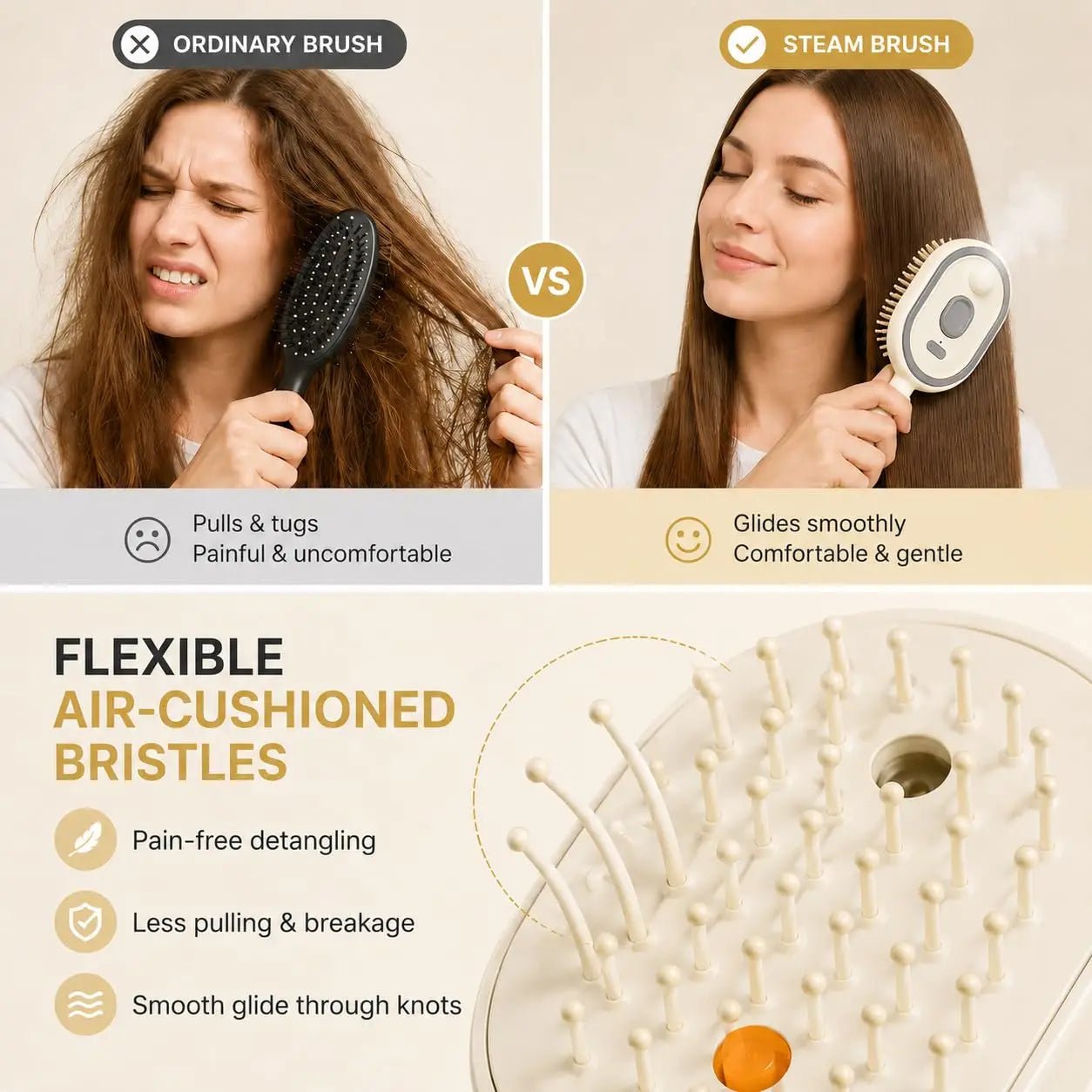 Electric Spray Hair Brush — Cordless Detangling & Anti-Static Styling Tool