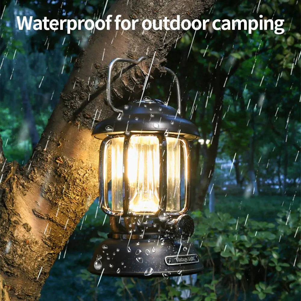 GGBEE Vintage LED Camping Lantern — USB Rechargeable Retro Nightlight
