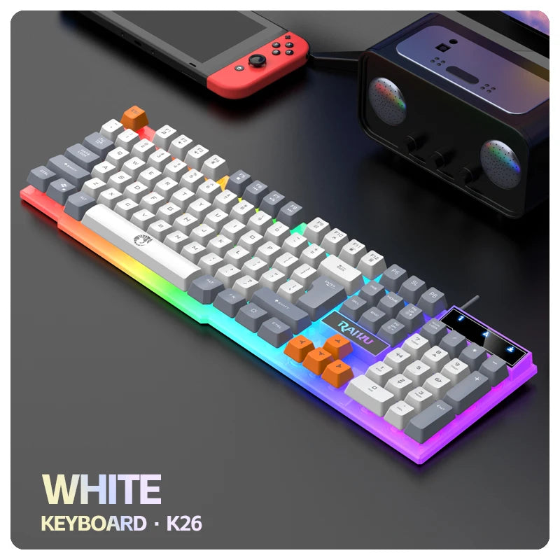 Wired Mechanical Touch Gaming Keyboard and Mouse Set — RGB Backlit Computer Accessories