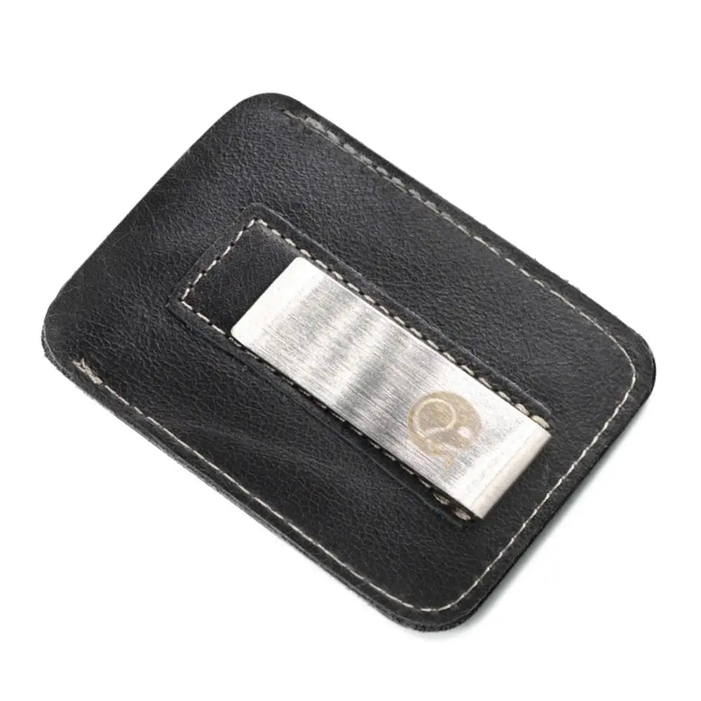Genuine Leather Money Clip — Slim Minimalist Wallet with Card Slots