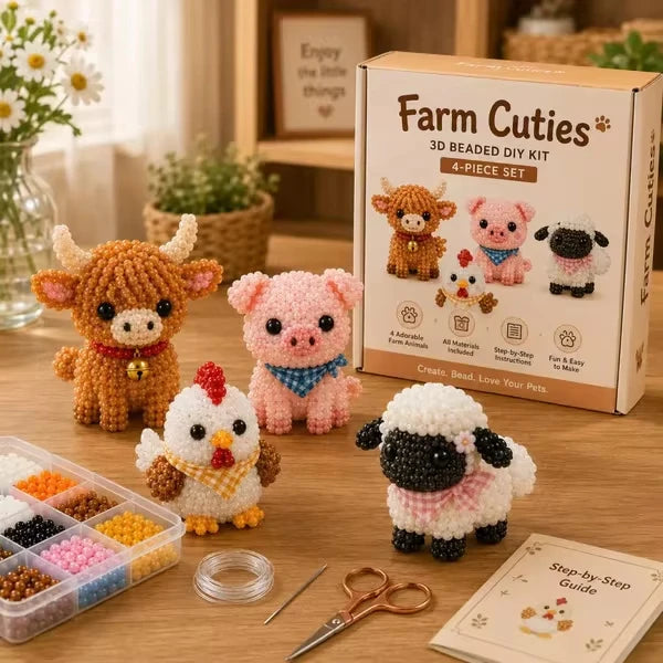 DIY 3D Beaded Animal Craft Kit — Handmade Miniature Decor Set