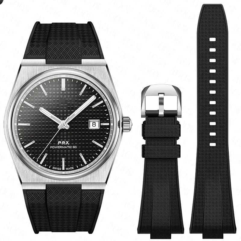 Silicone Quick Release Watch Band — Convex Rubber Bracelet for 40mm Men's Watches