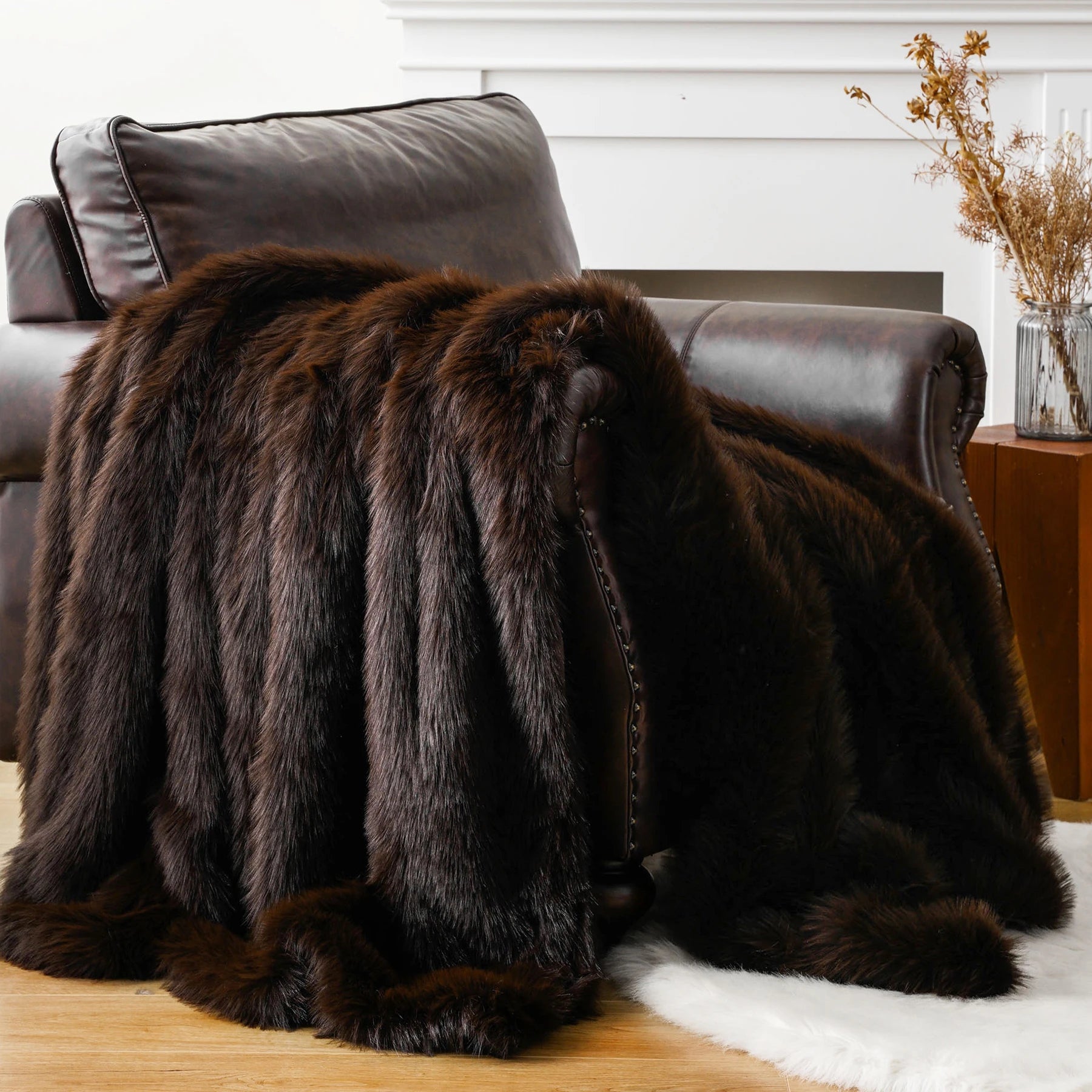 BATTILO Faux Fur Throw Blanket — Luxury Soft Mink Blanket for Bed and Sofa