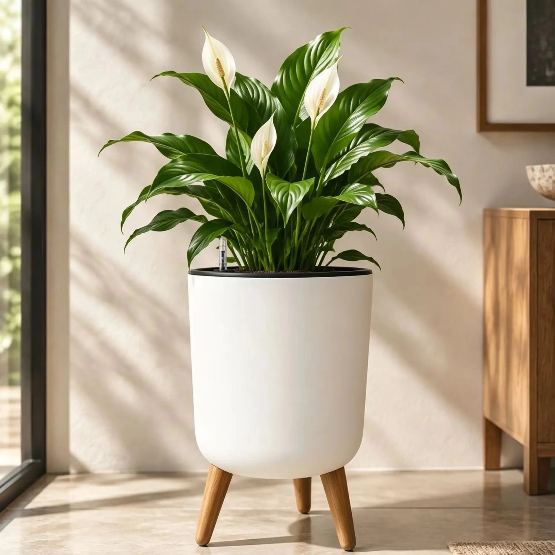 Self-Watering Indoor Planter with Stand — Modern Decorative Flower Pot