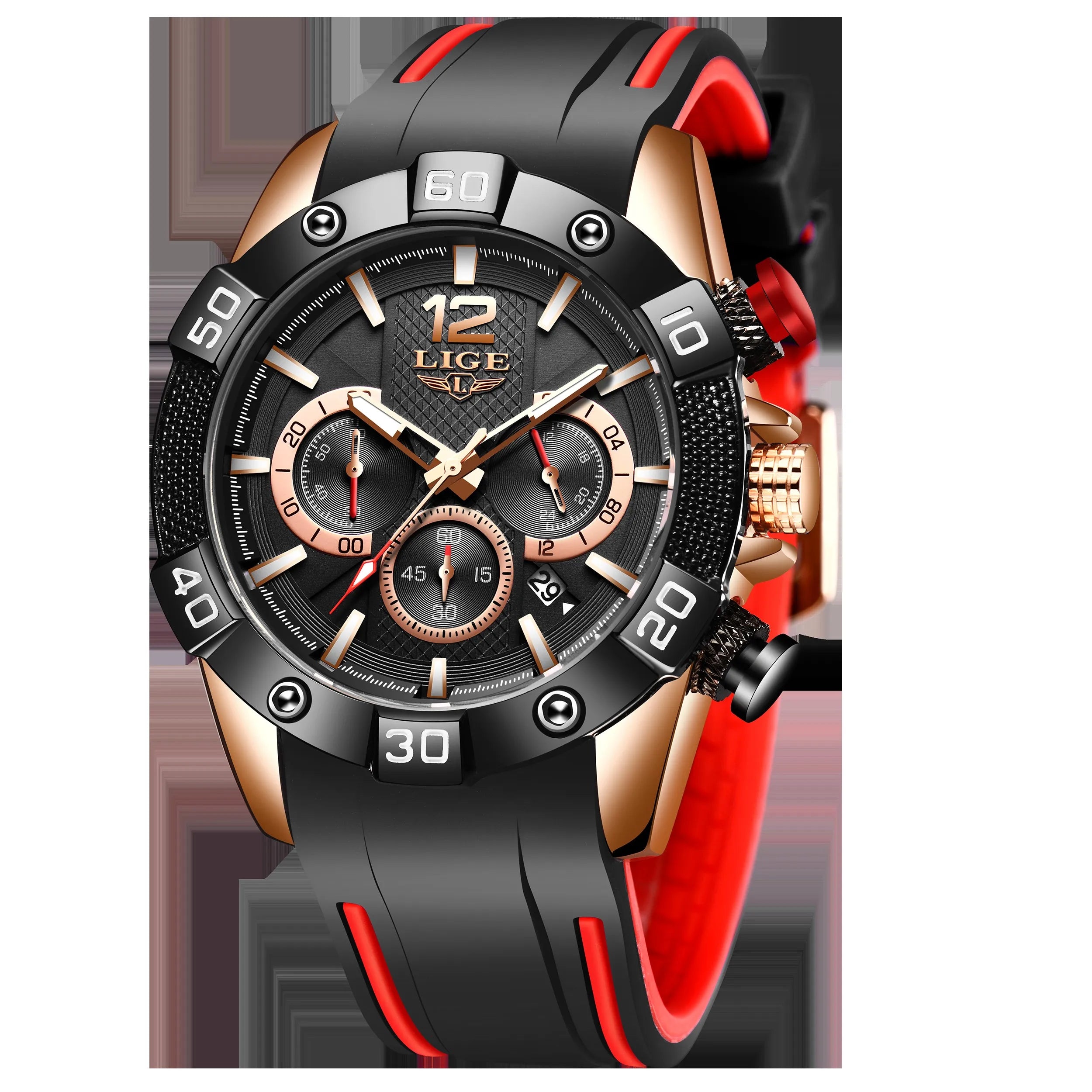 LIGE Luxury Men's Chronograph Watch — Waterproof Quartz Sport Timepiece