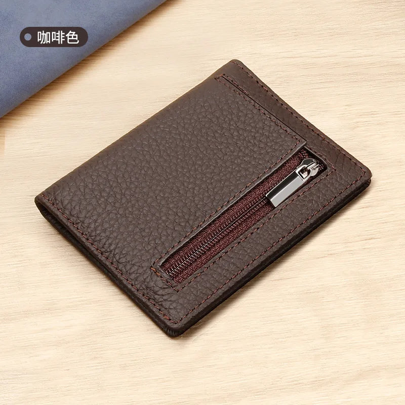 Okli-Rsoe Men's Genuine Leather Wallet — Slim Magnetic Money Clip & Coin Pocket