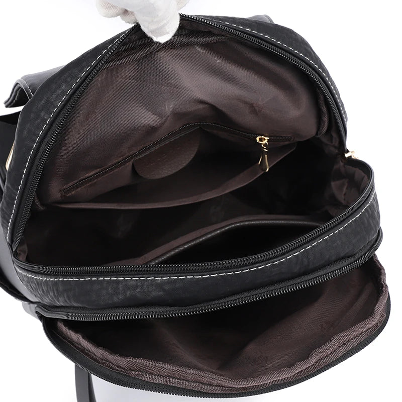 Biutefo Fashion Leather Backpack — Large Capacity Travel Rucksack for Women