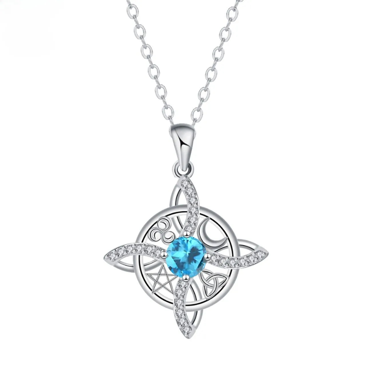 YILUOCD Mystical Birthstone Witches Knot Necklace — Vintage Crystal Pendant